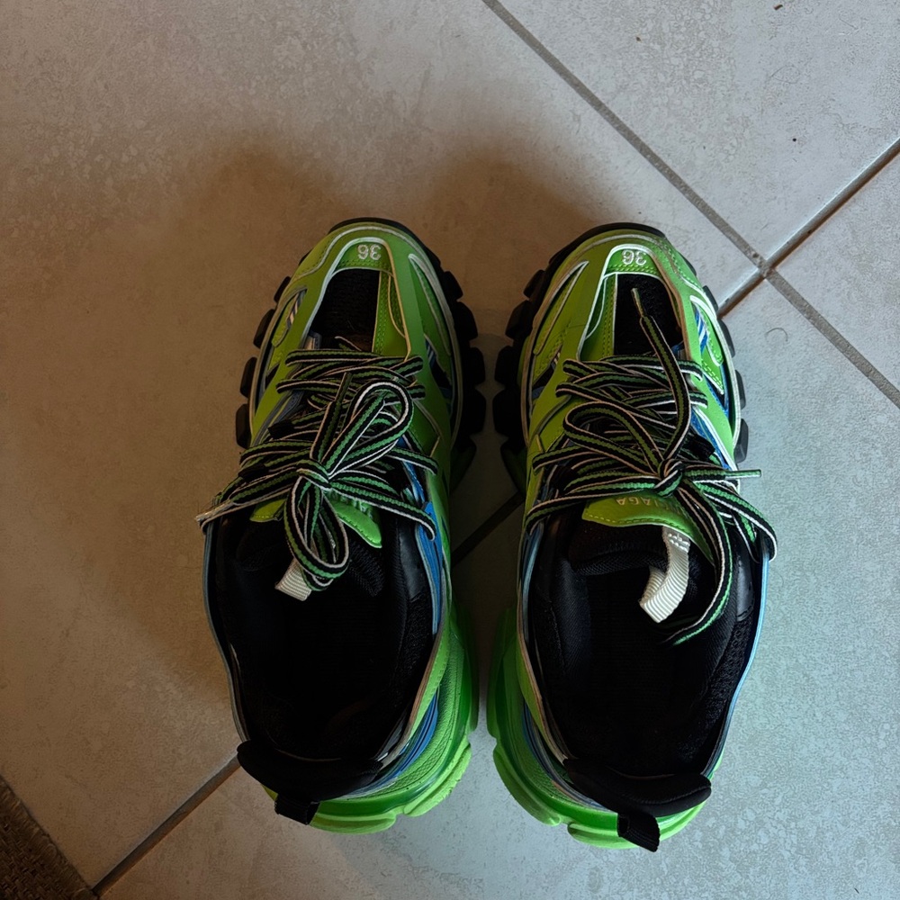 Authentic Balenciaga  Neon Green and Blue Track Sneakers - Picture 3 of 7